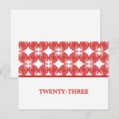 Red Modern Deco Table Number Briefkaart (Voorkant / Achterkant)