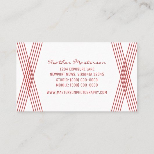 Red Modern Deco Visitekaartje (Achterkant)