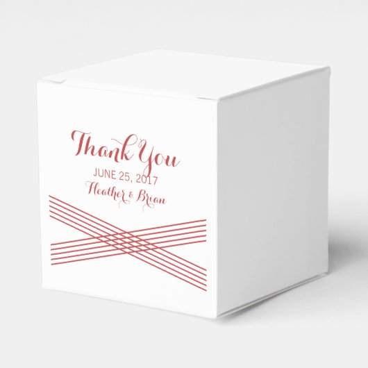 Red Modern Deco Wedding Favor Boxes Bedankdoosjes (Voorkant Zijde)