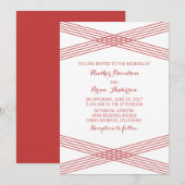 Red Modern Deco Wedding Invite Kaart (Voorkant / Achterkant)