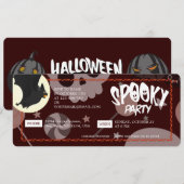 Red Modern & Elegant Halloween Spooky Party Ticket Save The Date (Voorkant / Achterkant)