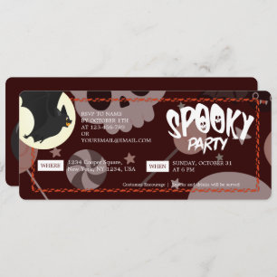 Red Modern & Elegant Halloween Spooky Party Ticket Save The Date