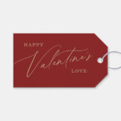 Red Modern Elegant Script Happy Valentine Day Cadeaulabel (Voorkant (Horizontaal))