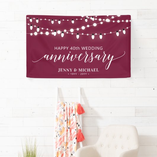 Red Modern Happy 40th Wedding Jubileum Banner (Insitu)
