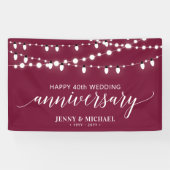 Red Modern Happy 40th Wedding Jubileum Banner (Horizontaal)
