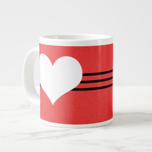 Red Modern Heart Jumbo Mok