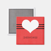 Red Modern Heart Magnet (Voorkant / Achterkant)