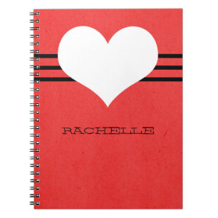 Red Modern Heart Notitieboek