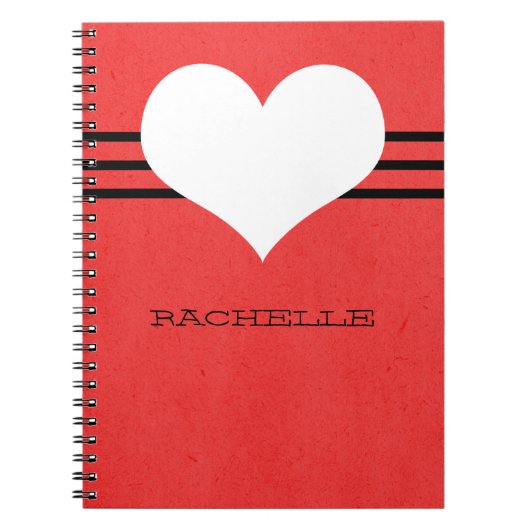 Red Modern Heart Notitieboek (Voorkant)