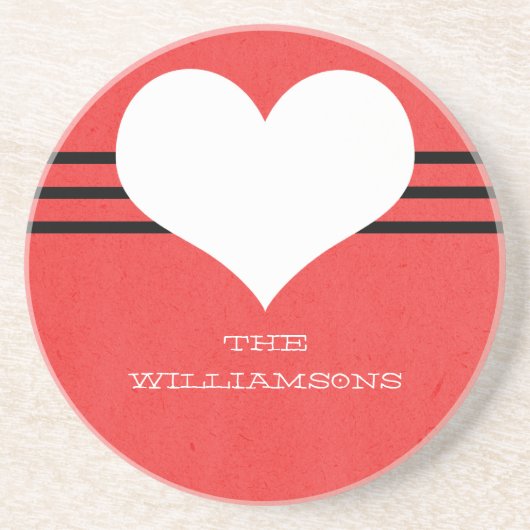 Red Modern Heart Onderzetter (Voorkant)