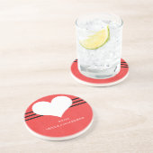 Red Modern Heart Onderzetter (Zijkant)