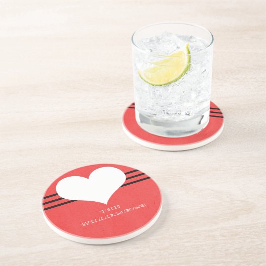 Red Modern Heart Onderzetter (Zijkant)