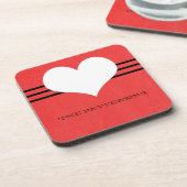 Red Modern Heart Onderzetter set (Linkerzijde)