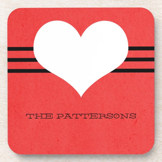 Red Modern Heart Onderzetter set (Voorkant)