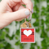 Red Modern Heart Premium Sleutelhanger (Hand)