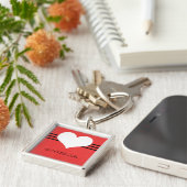 Red Modern Heart Premium Sleutelhanger (Zijkant)