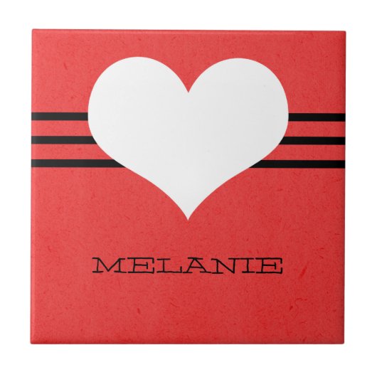 Red Modern Heart Tegel Tegeltje (Voorkant)