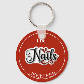 Red Modern I doet Nails Nail Technicia Sleutelhang Sleutelhanger