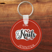 Red Modern I doet Nails Nail Technicia Sleutelhang Sleutelhanger (Voorkant)