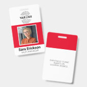 Red Modern ID Kaart Business Employee Badge (Voor- en achterkant)
