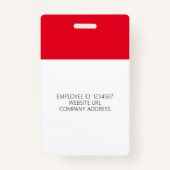 Red Modern ID Kaart Business Employee Badge (Achterkant)