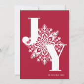 Red Modern JOY Foto Christmas Kaart (Voorkant)