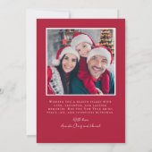 Red Modern JOY Foto Christmas Kaart (Achterkant)