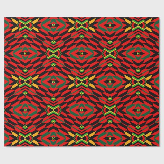 Red Modern Kente Print Wrapping Paper Cadeaupapier (Vlak)