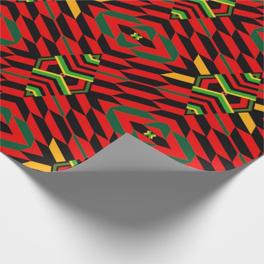 Red Modern Kente Print Wrapping Paper Cadeaupapier (Hoek)