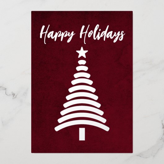 Red Modern kerstboomfirma Folie Feestdagenkaart (Voorkant)
