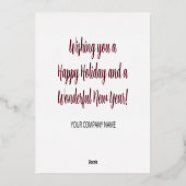 Red Modern kerstboomfirma Folie Feestdagenkaart (Achterkant)