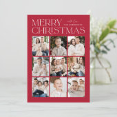 Red Modern Kerstmis 9 Foto Collage Feestdagenkaart (Staand voorkant)