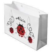 Red Modern Ladybug personaliseert het Groot Cadeauzakje (Achterkant Gekanteld)