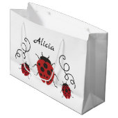 Red Modern Ladybug personaliseert het Groot Cadeauzakje (Voorkant Gekanteld)