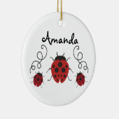 Red Modern Ladybug personaliseert het Keramisch Ornament (Rechts)