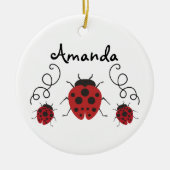 Red Modern Ladybug personaliseert het Keramisch Ornament (Voorkant)