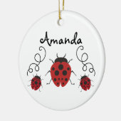 Red Modern Ladybug personaliseert het Keramisch Ornament (Links)