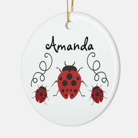Red Modern Ladybug personaliseert het Keramisch Ornament (Links)