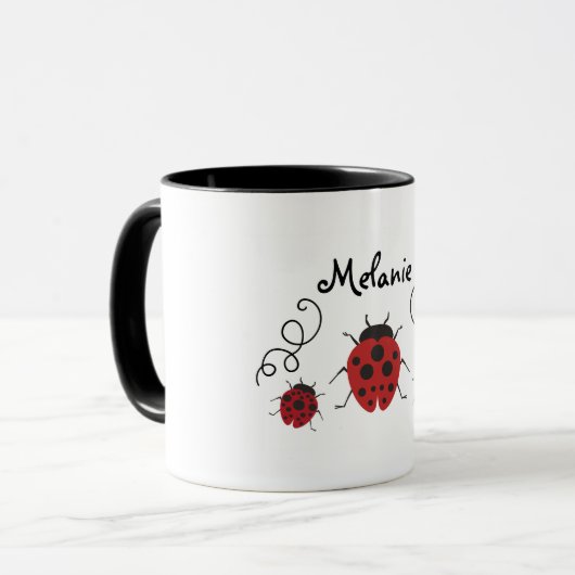 Red Modern Ladybug personaliseert het Mok (Voorkant links)