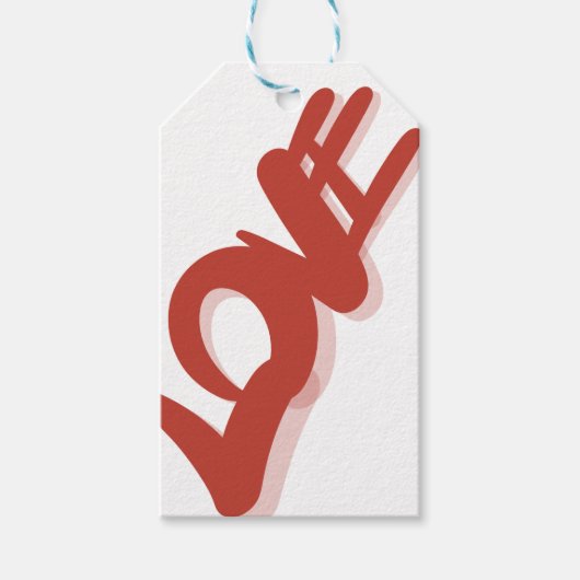 red modern lettering love cadeaulabel (Voorkant)