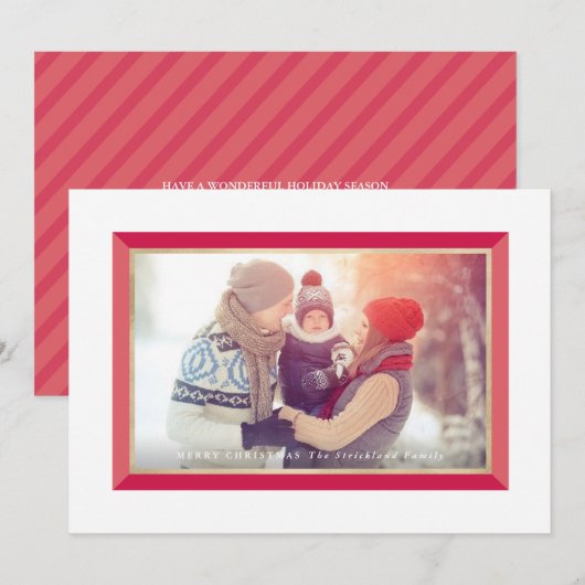 Red Modern Lijst Landscape kerstkaart (Voorkant / Achterkant)