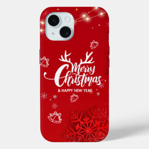 Red Modern Merry kerst iPhone 15 Case