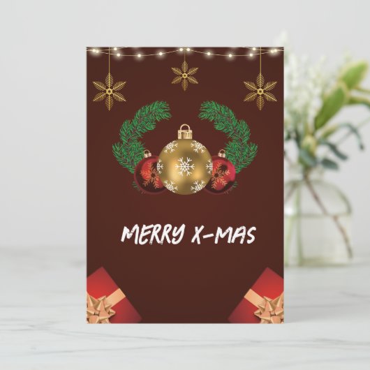 Red Modern Merry kerst Feestdagenkaart (Staand voorkant)