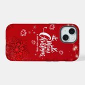 Red Modern Merry kerst iPhone 15 Case (Achterkant horizontaal)
