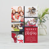 Red Modern Merry kerstfoto Collage Feestdagenkaart (Staand voorkant)