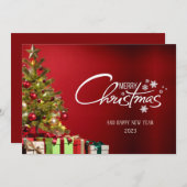 Red Modern Merry-kerstkaart Kaart (Voorkant / Achterkant)