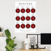 Red Modern Minimal Wedding Seating Chart Poster (Thuiskantoor)