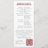Red Modern Minimalist Bridal Program QR Code Programmakaart (Achterkant)
