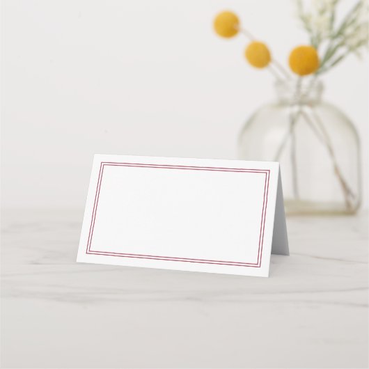 Red Modern minimalist bruiloft Blank Place Card Plaatskaartje (Voorkant)