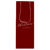 Red Modern Minimalist Merry Christmas Wijn Cadeautas (Voorkant)